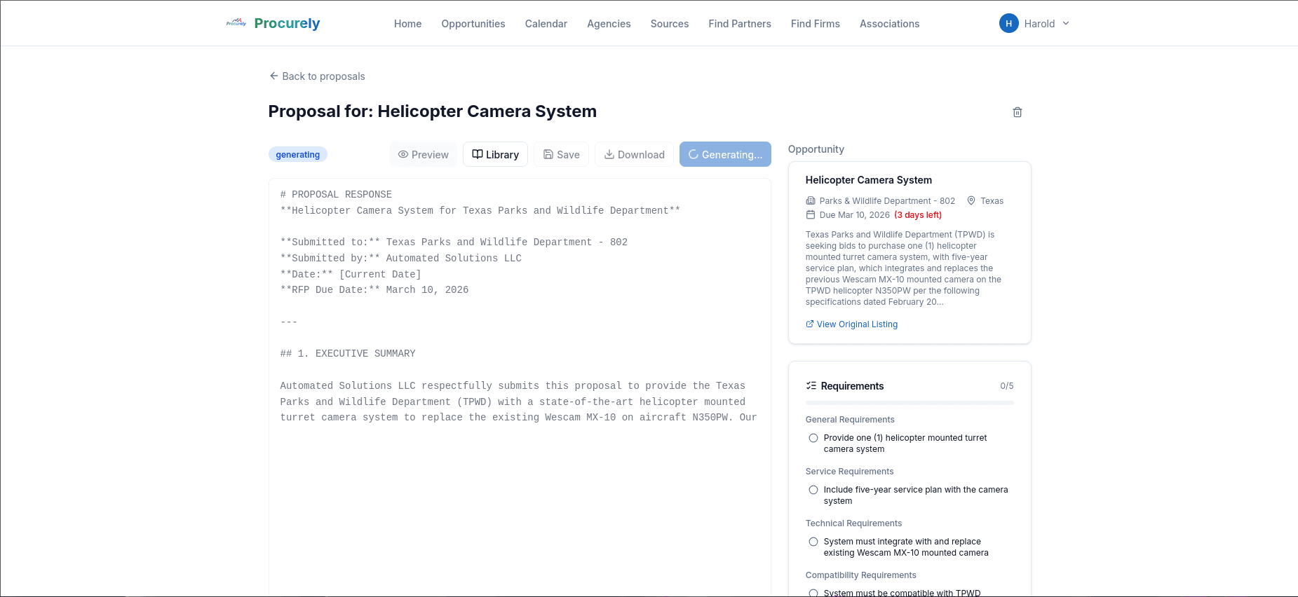 Create a proposal by uploading RFP documents